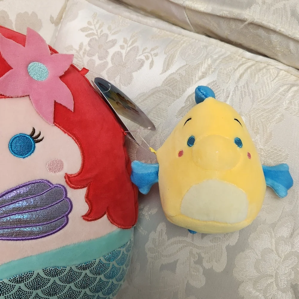 Squishmallow Ariel and Flounder Disney Squishmallows 10” and 4”